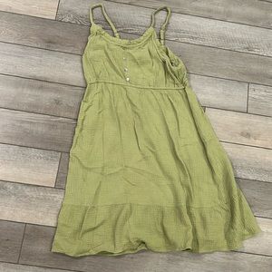 Indigo Rose , earthy green gauze Midi dress , adjustable straps